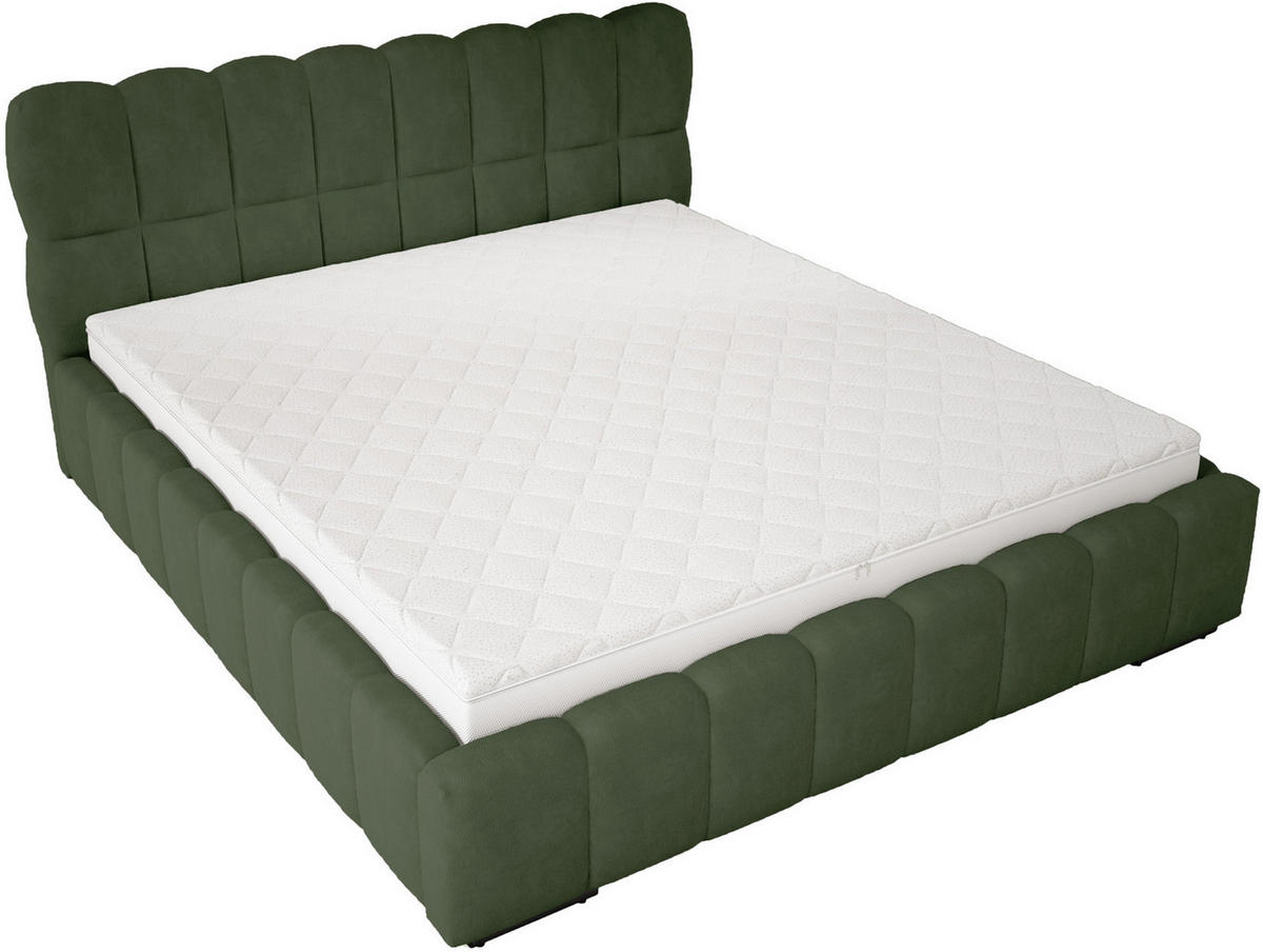 DOPPELBETT 140x200 cm Avilla mit Bettkasten, Lattenrost, Samt, Grün - Grün, Holz/Textil (140/200cm) - Emporius