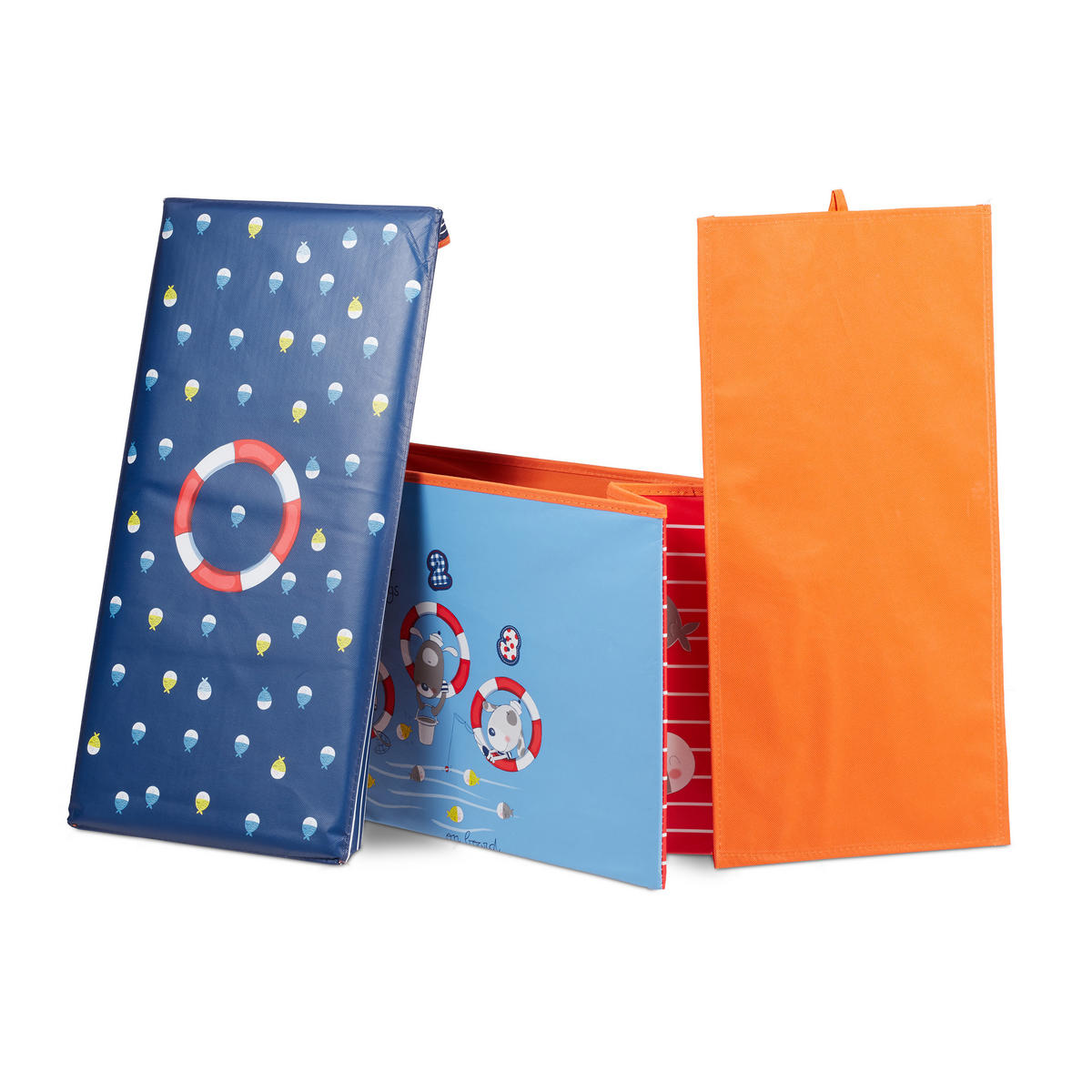 SITZBOX - Multicolor, Holzwerkstoff/Textil (60.5/36/30.5cm) - Relaxdays