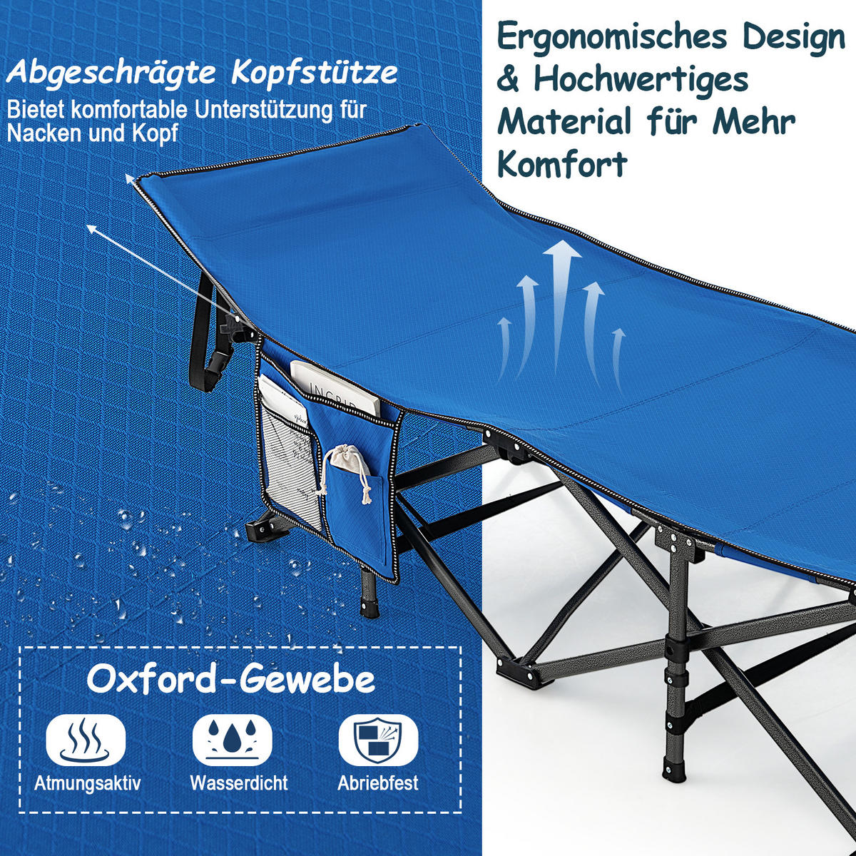 CAMPINGLIEGE Klappbare Blau - Blau, Metall - COSTWAY