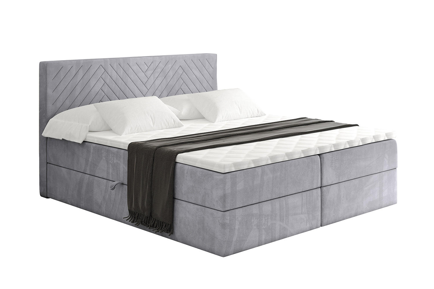 BOXBETT mit Matratze H4 und Lattenrost - VEXA - 200x200 - Grau Monolith - Grau, Holzwerkstoff/Kunststoff (200/200cm) - ALTDECOR