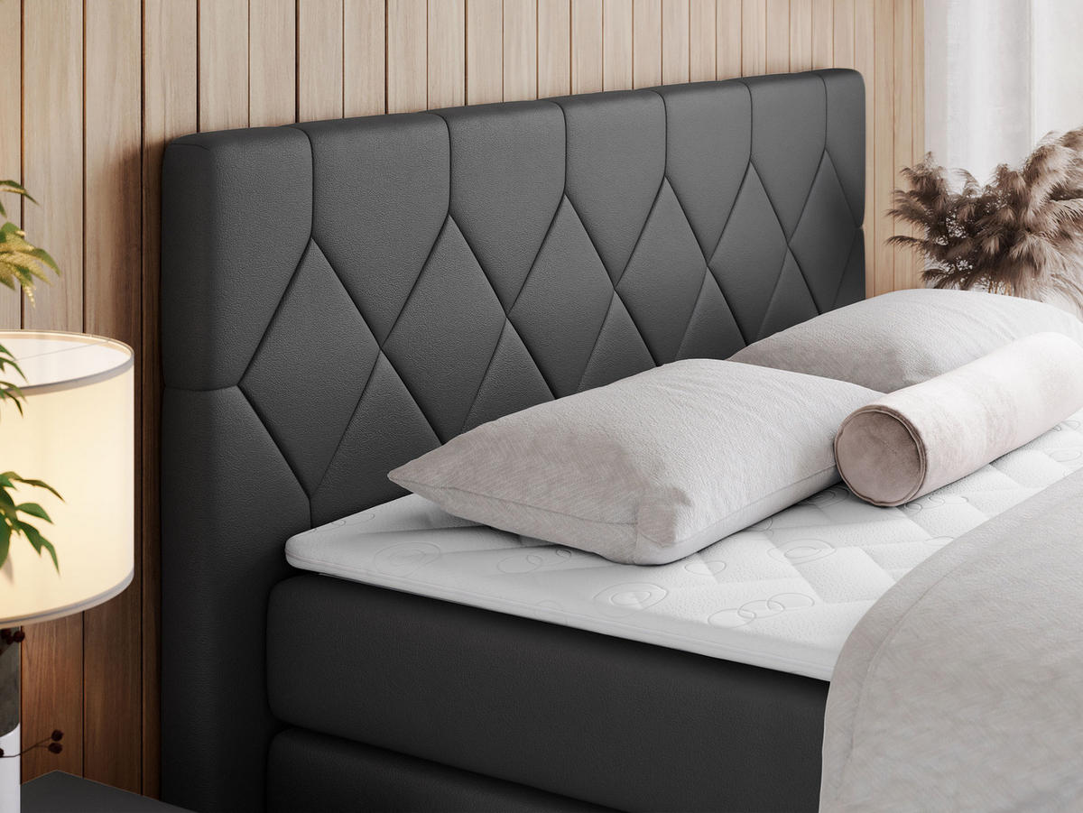 BOXSPRINGBETT KING EIGAR 180/200 Dunkelgrau Kunstleder - H4 - Dunkelgrau, Holz/Textil (180/200cm) - MKS