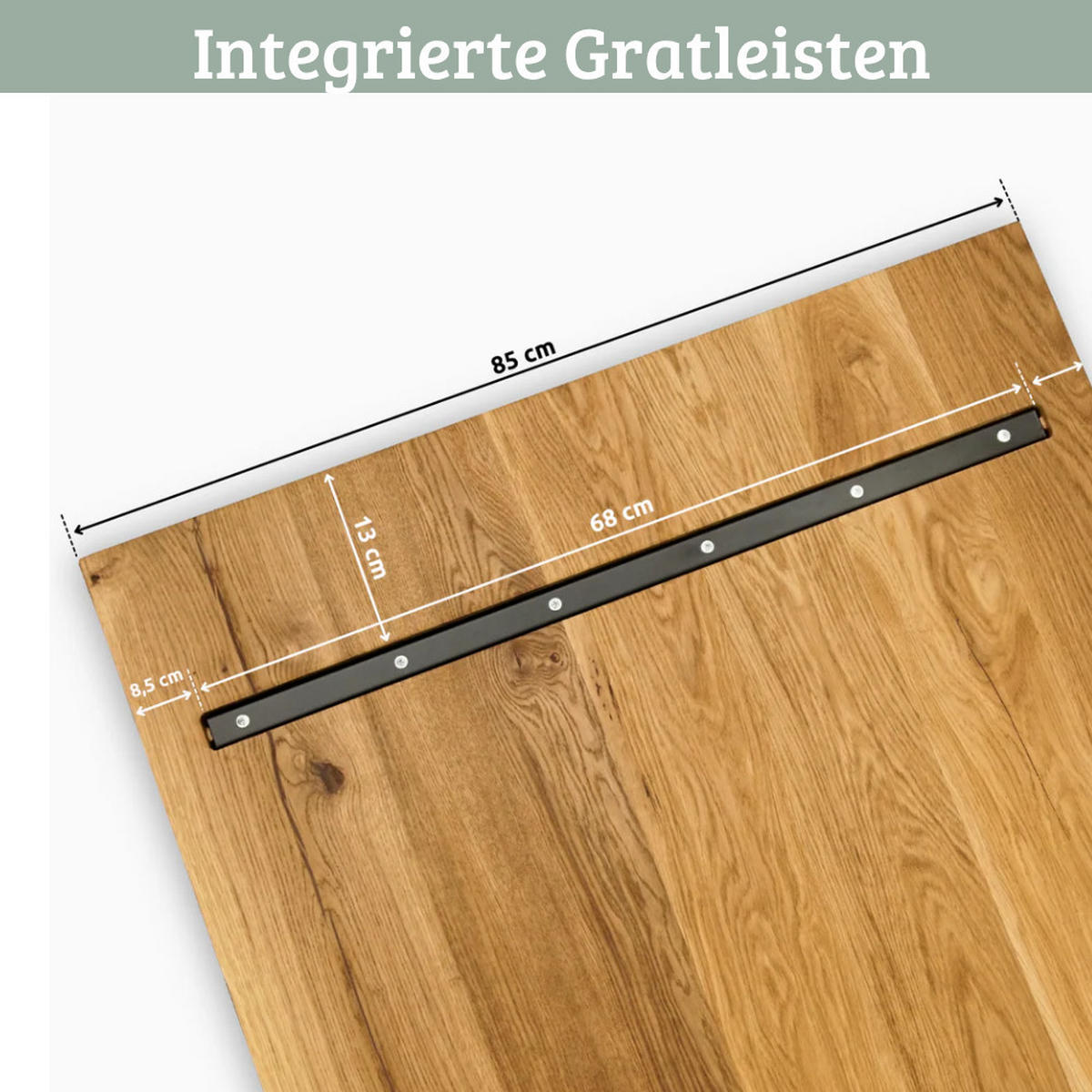 MASSIVHOLZPLATTE Eiche mit Baumkante ERIK 180x85 cm Tischplatte rechteckig - Braun, Holz (180/85/4cm) - DELUKE