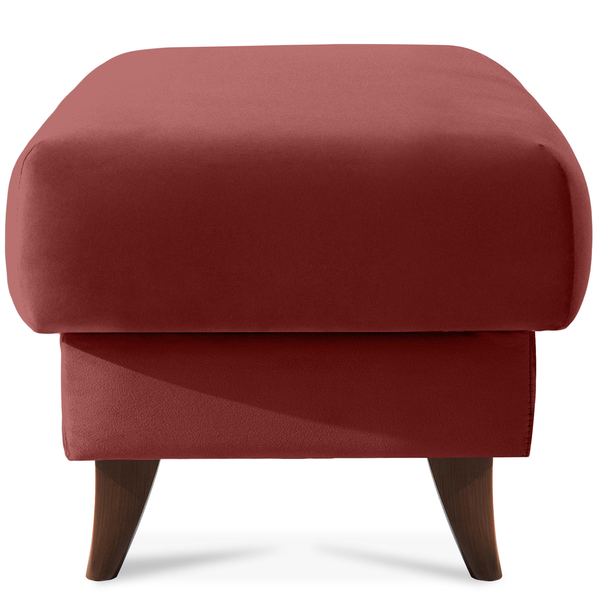 HOCKER GUSTAVO Fußstütze, Velours, Bordeaux - Bordeaux, Holz/Holzwerkstoff (53/49/53cm) - KONSIMO®