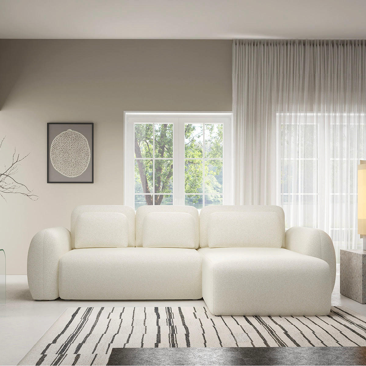 ECKSOFA Carmela 3 Sitzplätze Weiß - Weiß, Holz (304/190cm) - Petits-meubles