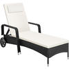 RATTAN-SONNENLIEGE ,200 x 70 x 33 cm,schwarz/beige - Beige/Schwarz, Kunststoff (70/33/200cm) - tectake