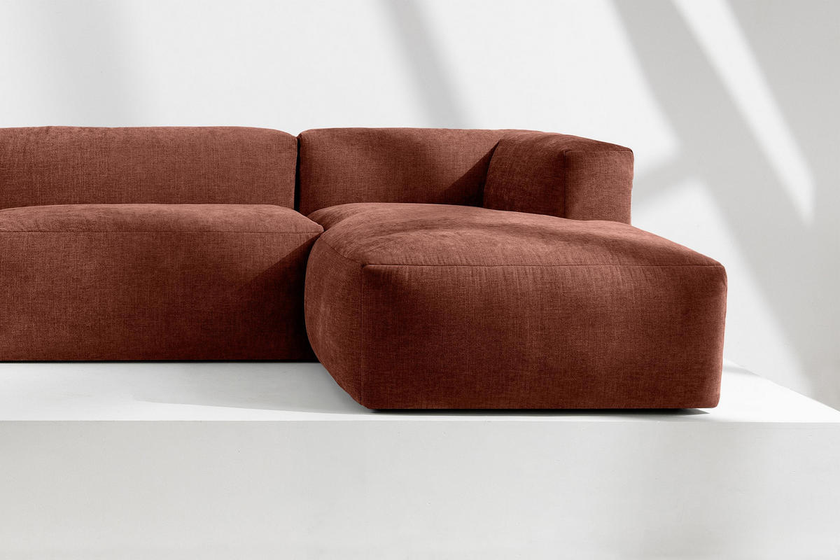 ECKMODULSOFA-RECHTS BUFFO 3/4 Sitzer mit extrem weicher Sitzfläche, Gewebestoff, orange - Dunkelorange, Textil (237/180cm) - KONSIMO®