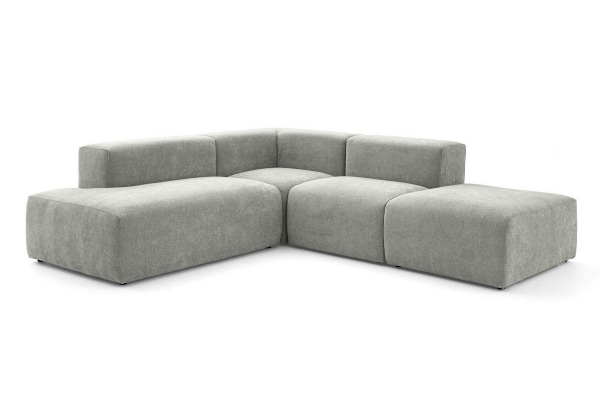 4-SITZER modulares Ecksofa HEAVEN SET 3 Links, Breite 270 cm Webstoff Grau - Schwarz/Grau, Holz/Kunststoff (245/270cm) - Muffo