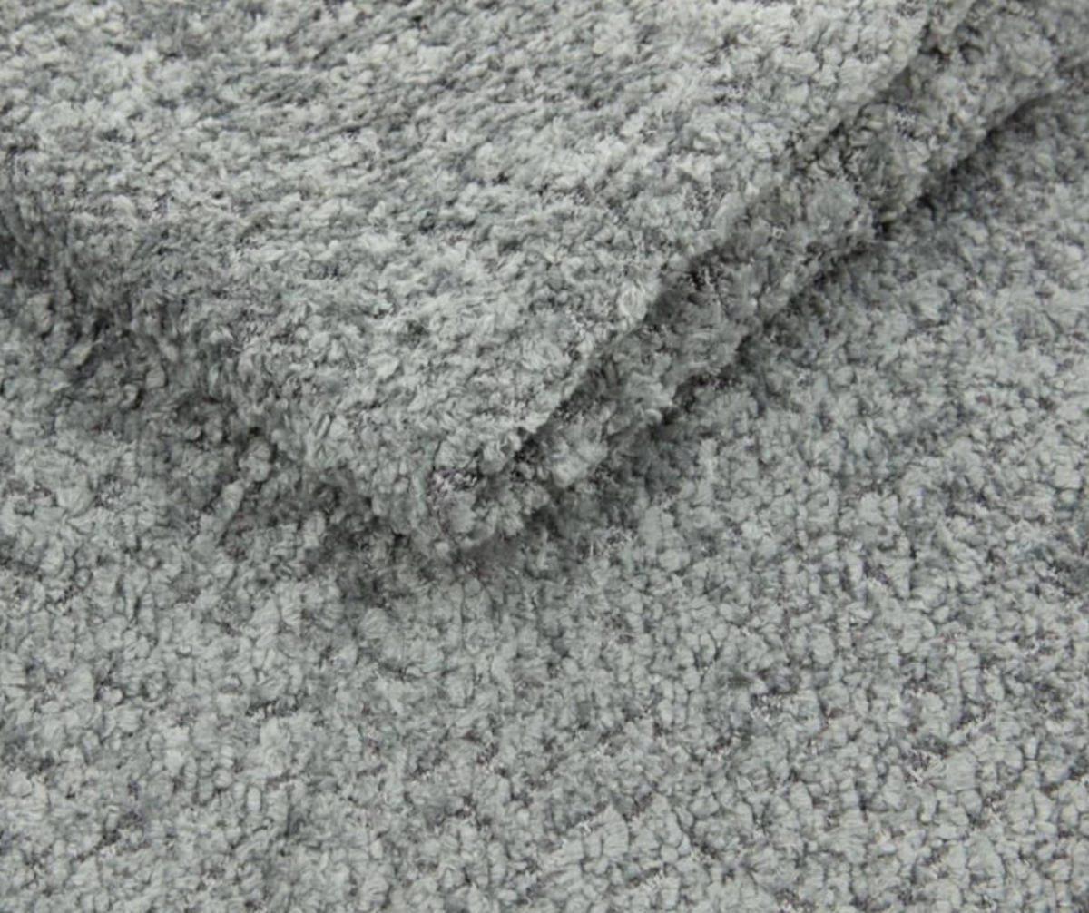 SOFA Molly – Freistehendes halbrundes Designsofa mit zwei eleganten, abnehmbaren RückenKissen, Abriamo Stoff, Größe: 234x101x88 cm, Grau Seide - Greige, Holz/Textil (234/88/101cm) - DomoHome