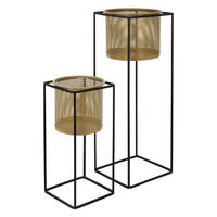 BLUMENSTÄNDER 2er Set - Goldfarben, Metall (25/25/71cm) - ML-DESIGN