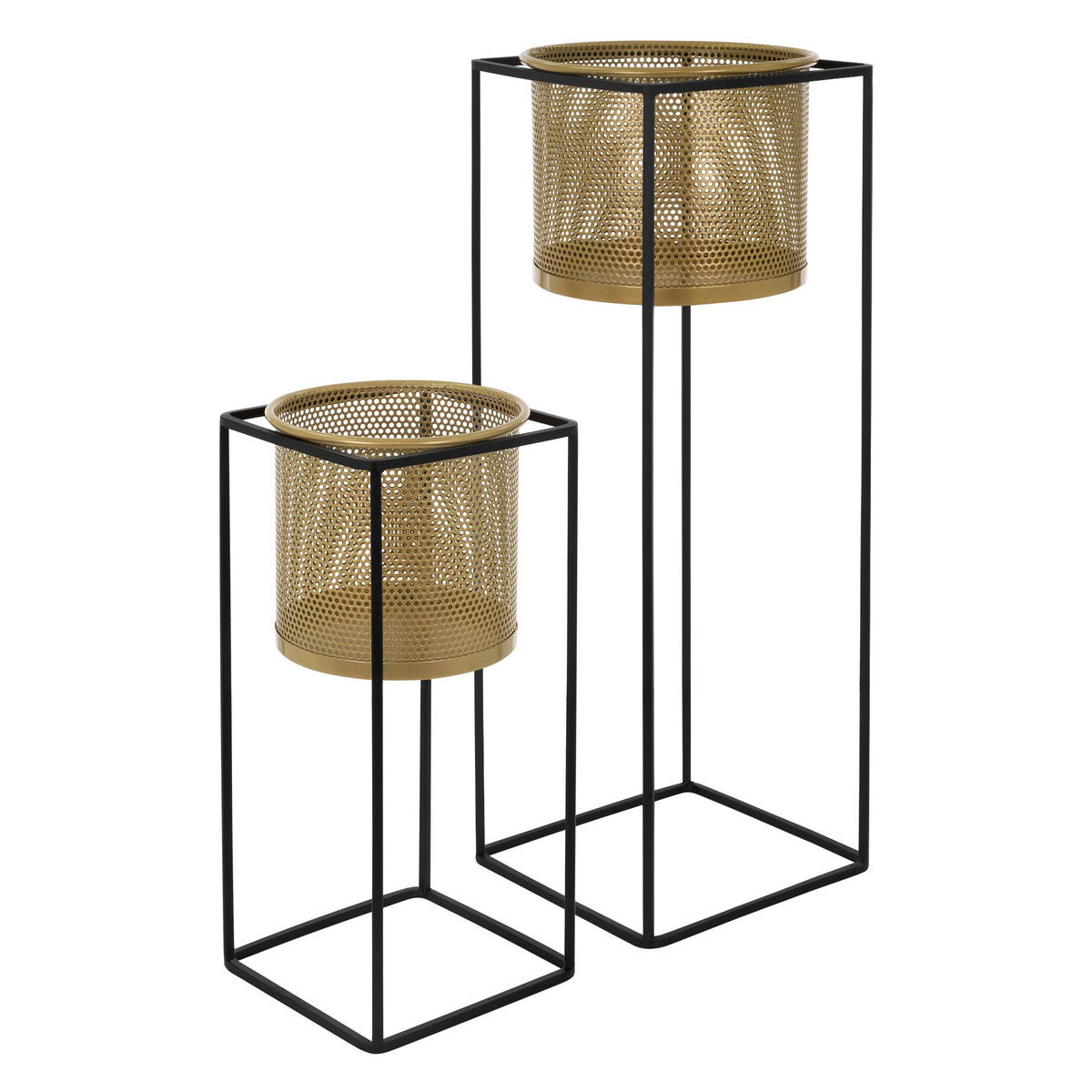 BLUMENSTÄNDER 2er Set - Goldfarben, Metall (25/25/71cm) - ML-DESIGN