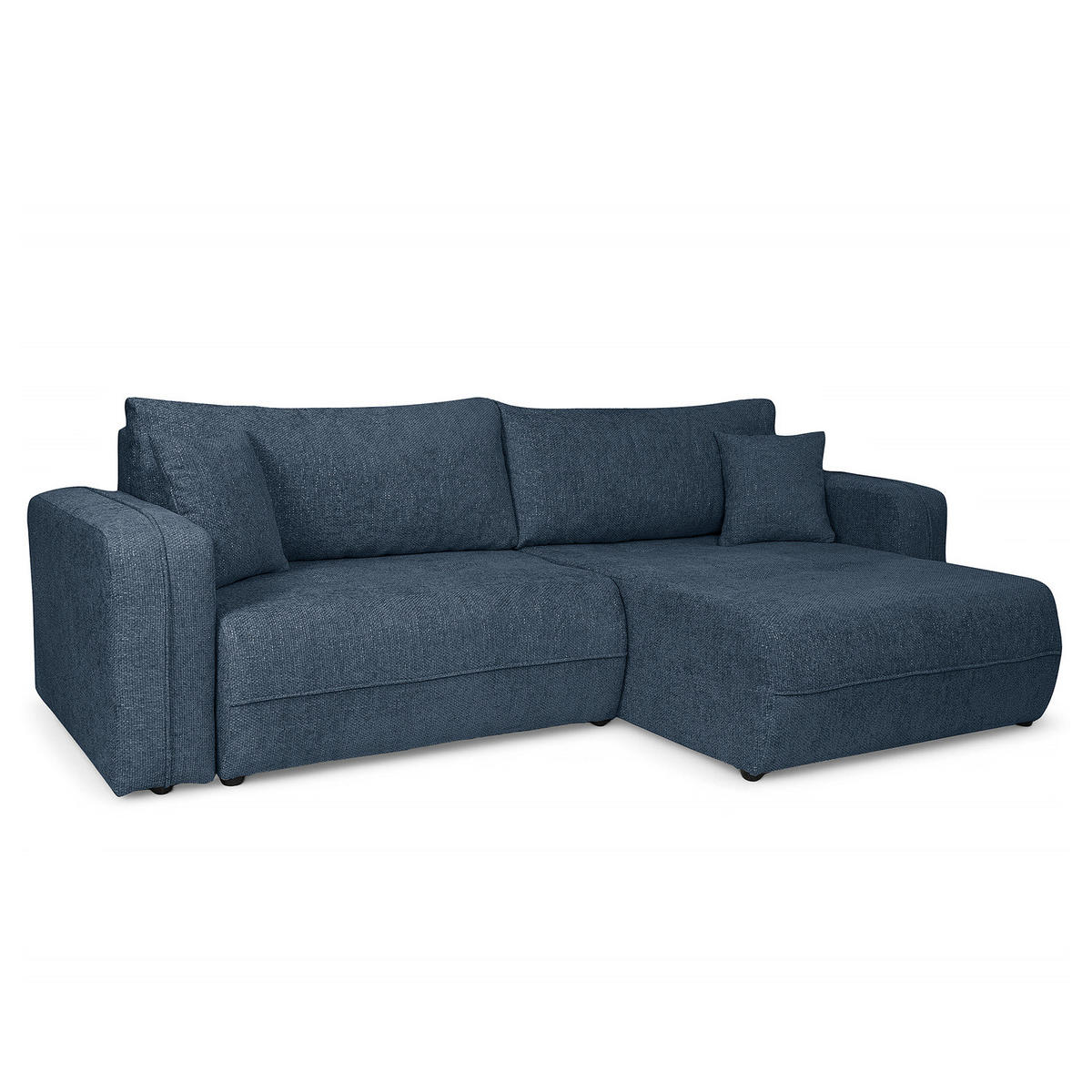 ECKSOFA mit Schlaffunktion - 244 cm - Blaugrau/Schwarz, Kunststoff/Textil (244/145cm) - home24