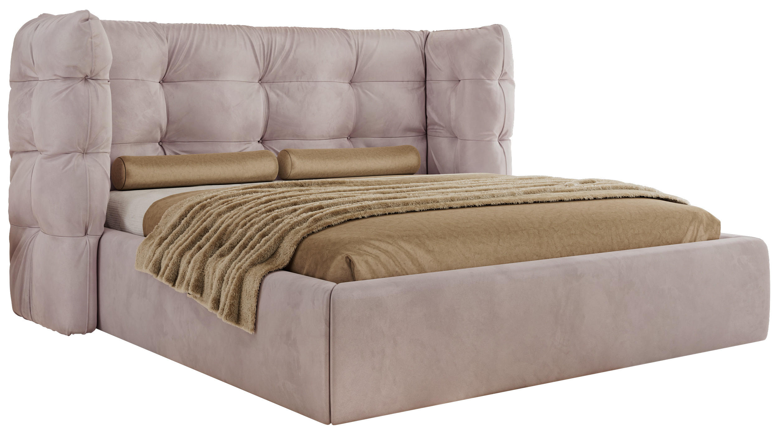 POLSTERBETT FLONELLE CLASSIC 180/200 - Hellrosa Velvet - Pocket-Matratze - Hellrosa, Textil (180/200cm) - MKS