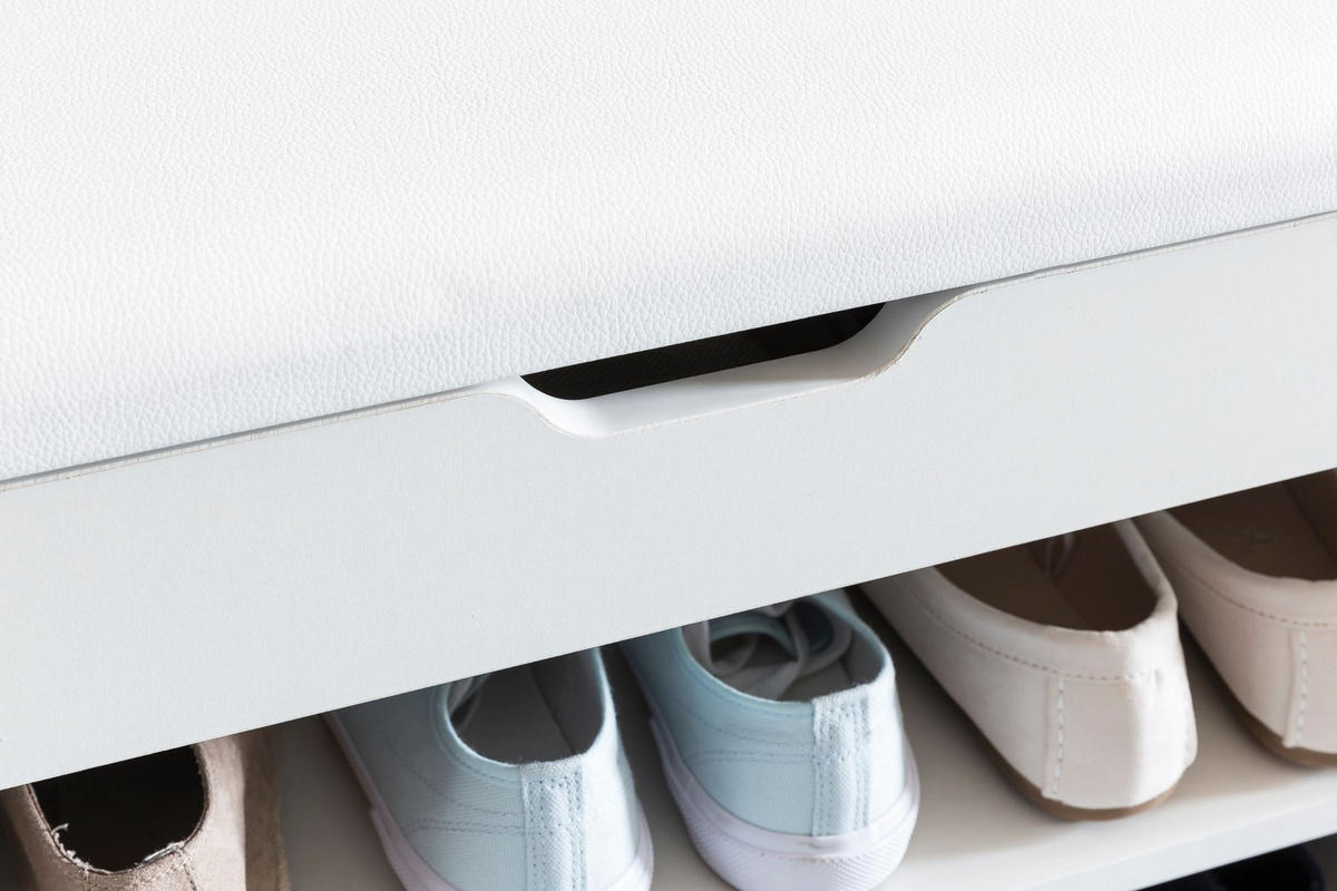 SCHUHBANK gepolstert mit Stauraum, Weiß 60x30x40 cm - Weiß, Holz/Textil (60/40/30cm) - KADIMA DESIGN