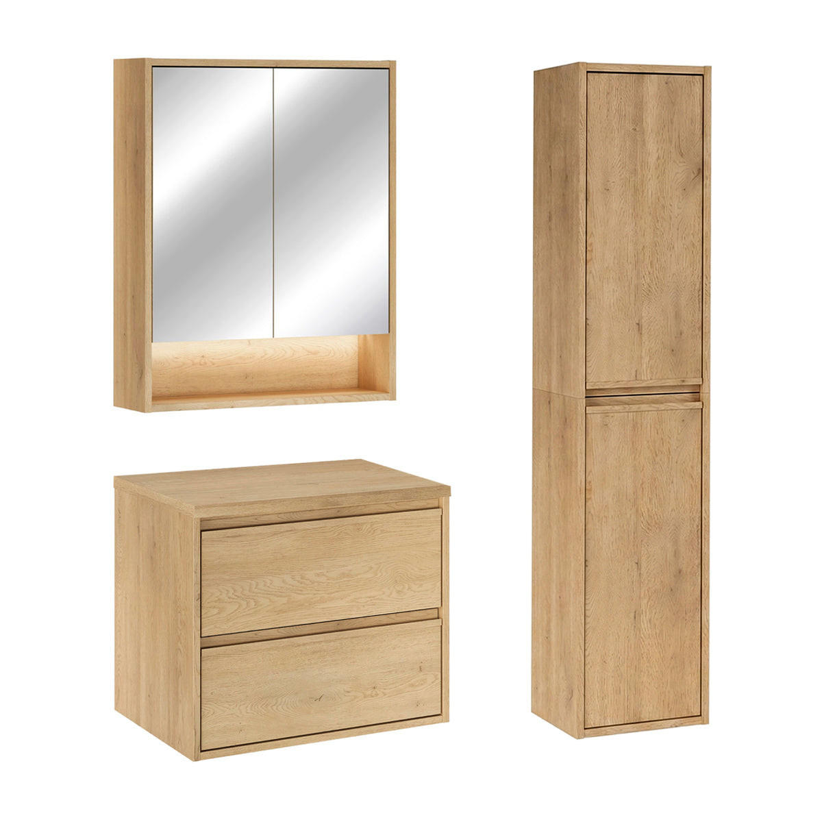 KOUPELNOVÝ NÁBYTEK 60cm Edmé 2er-Set Dřevo - hnědá, kompozitní dřevo (60/52.2/46cm) - Petits-meubles