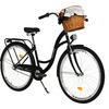 CITY-FAHRRAD Milord mit Weidenkorb, 28 Zoll, Schwarz, 3-Gang - Schwarz, Metall (46cm) - Milordbikes