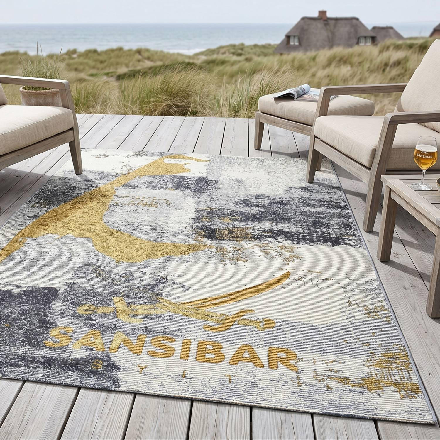 Sansibar Sylt Outdoorteppich Grau 80x165 cm