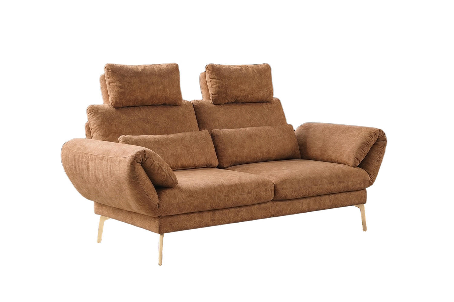SOFA HOLLY Braun Flachgewebe - Dunkelbraun/Braun, Textil/Metall (176/90/92cm) - KAWOLA