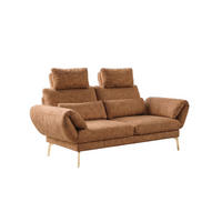 SOFA HOLLY Braun Flachgewebe - Dunkelbraun/Braun, Textil/Metall (176/90/92cm) - KAWOLA