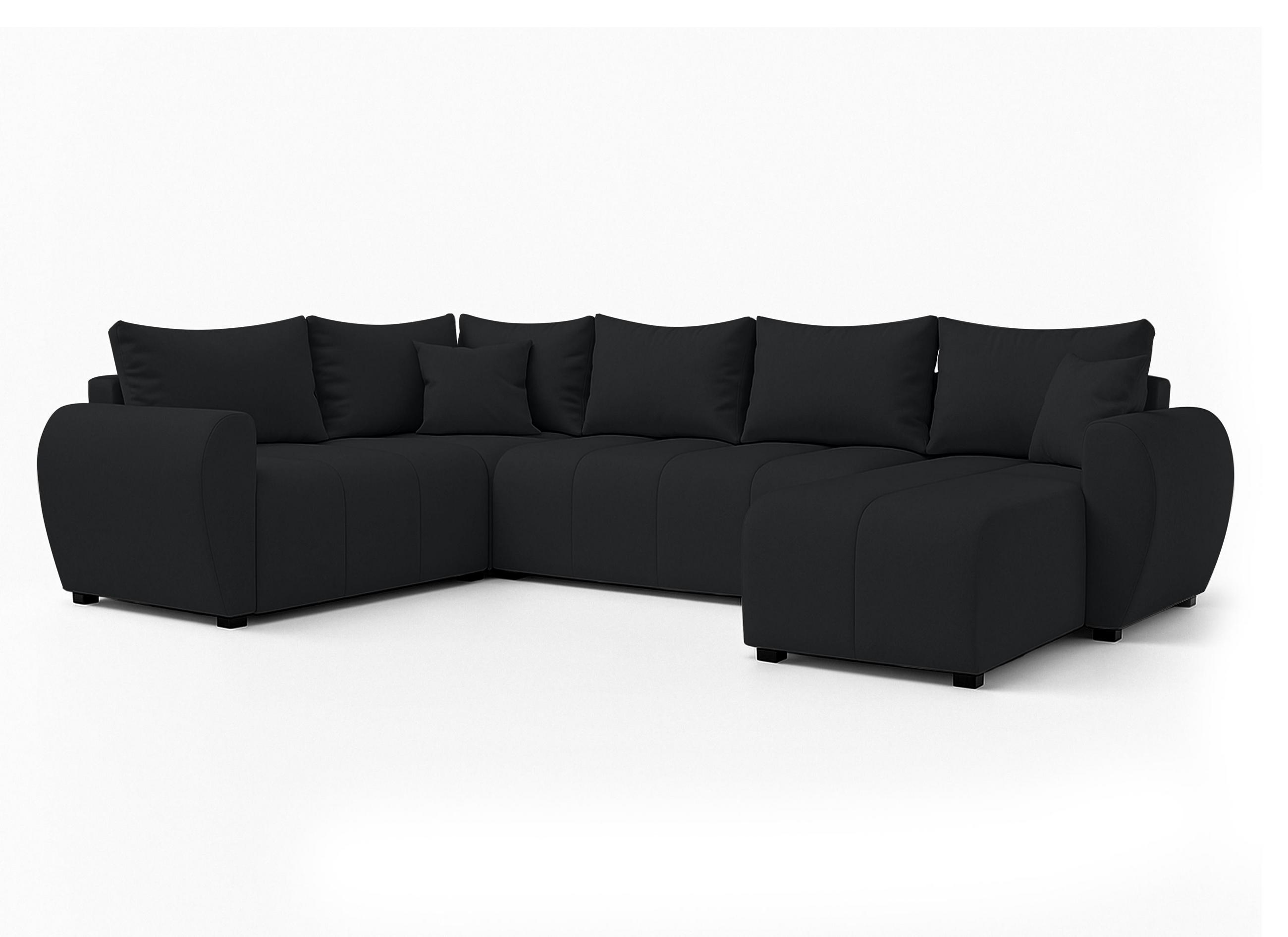 WOHNLANDSCHAFT Malatya U Form MAX Schwarz 311/145/82 cm mit Schlaffunktion - Schwarz, Kunststoff/Textil (303/82/208cm) - AX Living