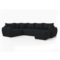 WOHNLANDSCHAFT Malatya U Form MAX Schwarz 311/145/82 cm mit Schlaffunktion - Schwarz, Kunststoff/Textil (303/82/208cm) - AX Living
