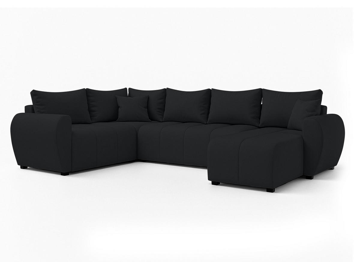 WOHNLANDSCHAFT Malatya U Form MAX Schwarz 311/145/82 cm mit Schlaffunktion - Schwarz, Kunststoff/Textil (303/82/208cm) - AX Living