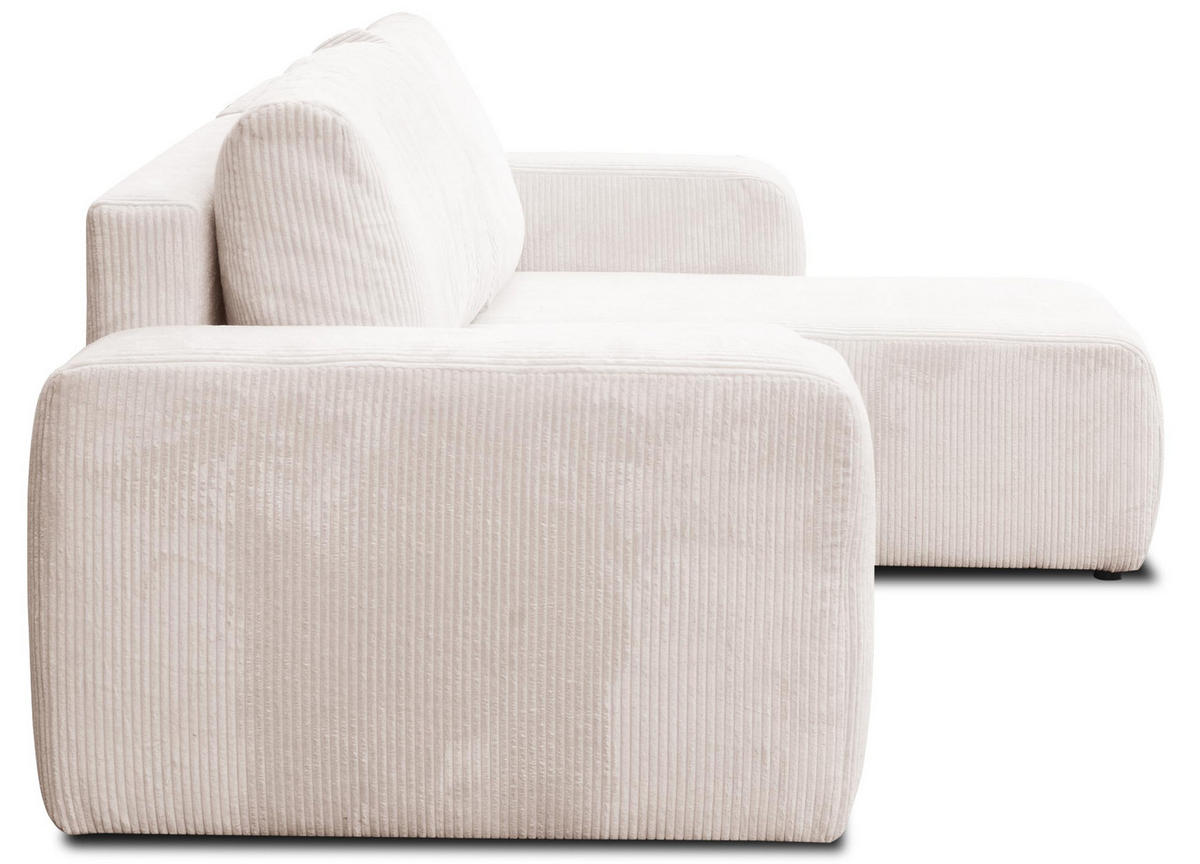 ECKSOFA LUNA mit Schlaffunktion und Bettkasten Cord-Stofff (Beige) - Beige, Textil (244/142cm) - VENASI MÖBEL
