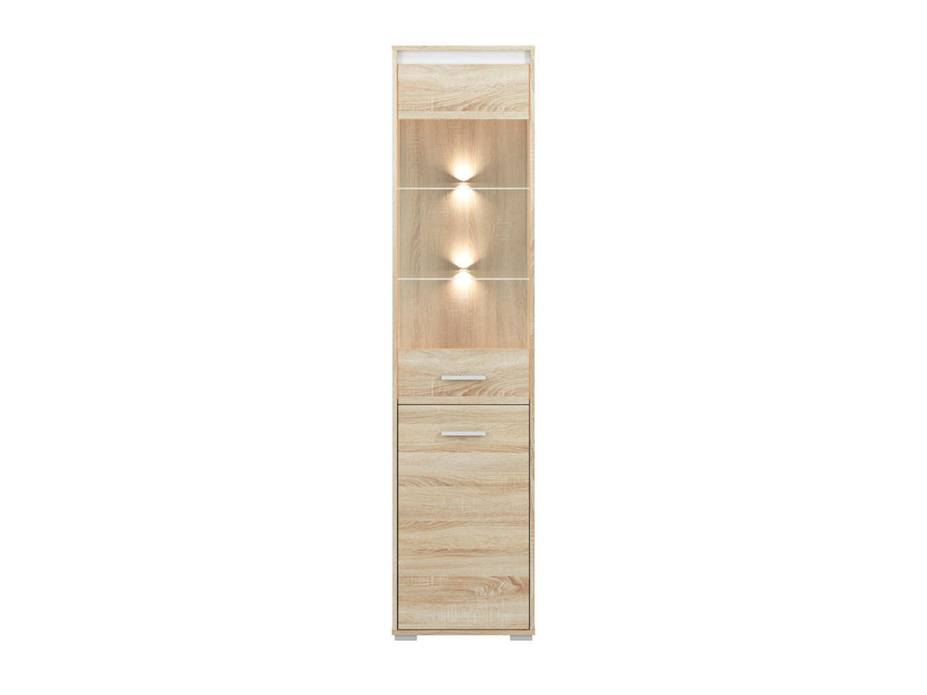 VITRINE Avo Eiche Sonoma, Absetzung austauschbar 48 / 34 / 200cm - Braun/Sonoma Eiche, Holz/Holzwerkstoff (48/200/34cm) - Feldmann-Wohnen