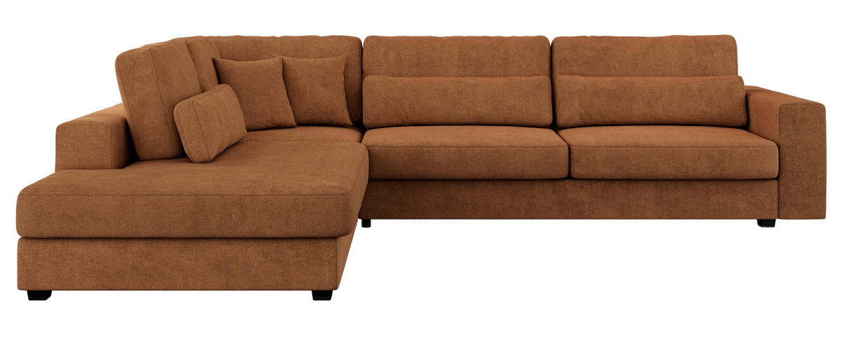 ECKSOFA Savona Orange Strukture - links - Schwarz/Orange, Kunststoff/Textil (316/249cm) - MKS