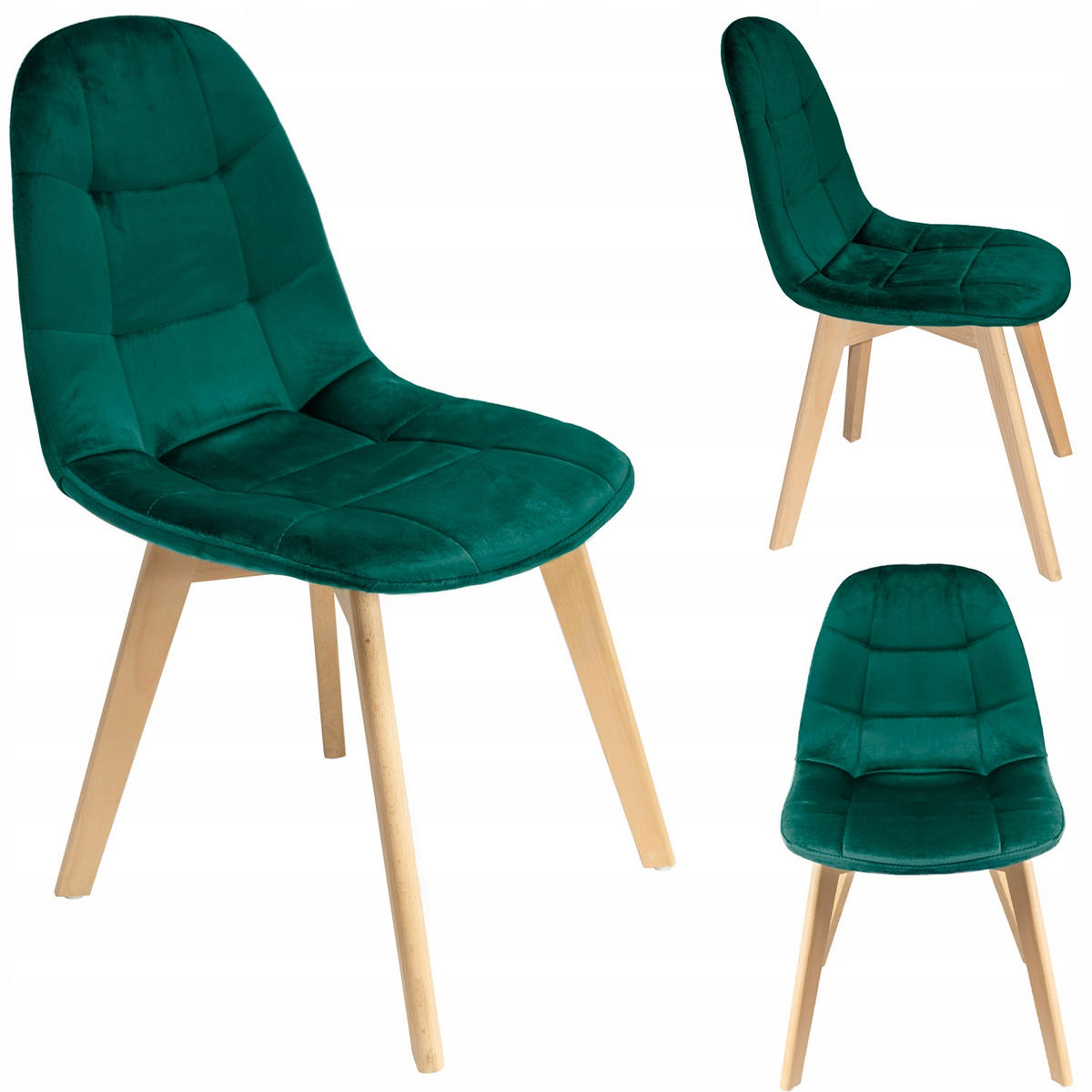 STUHL Colin - grün - Smaragdgrün/Buchefarben, Holz/Kunststoff (43/81/54cm) - JuMi