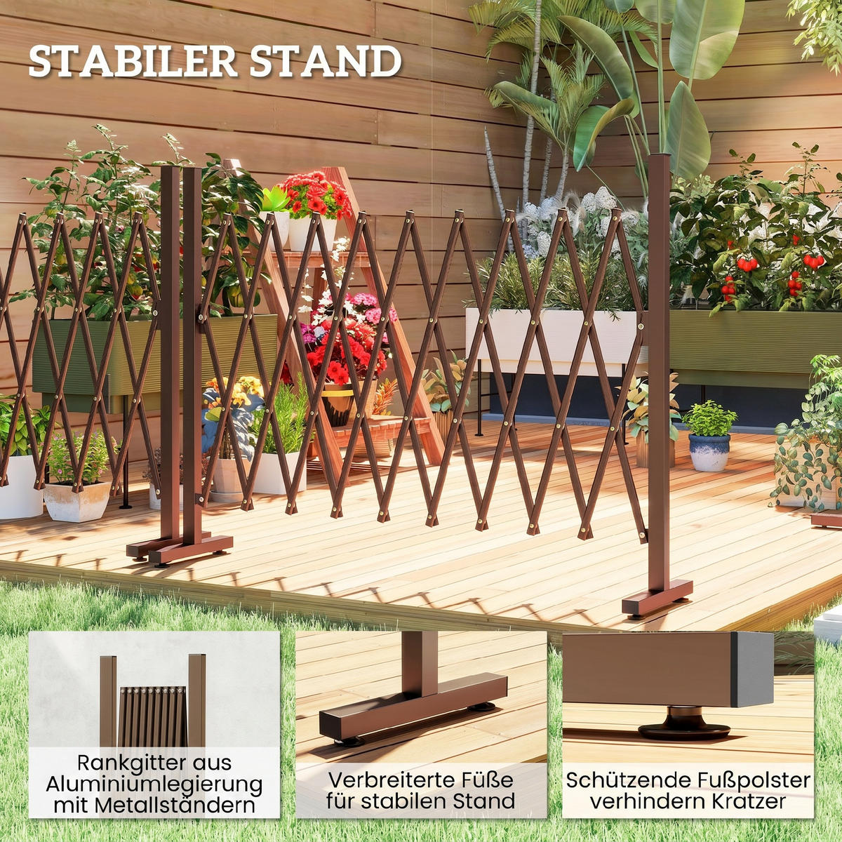 GARTENZAUN Dunkelbraun 250.0/31.0/103.0 cm - Dunkelbraun, Metall (31/103cm)
