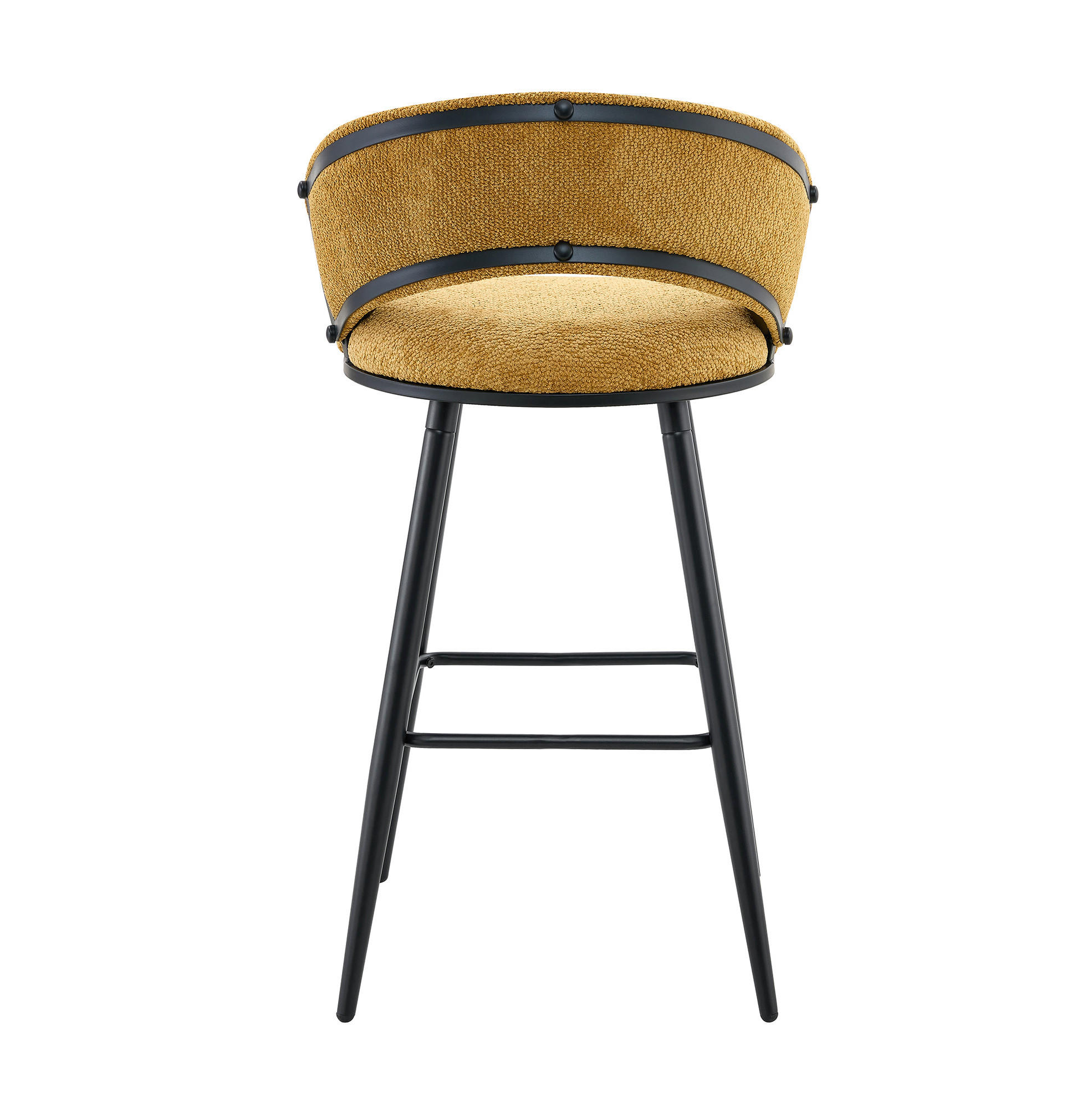 BARHOCKER mit Samtbezug Gelb Schwarz Metall 2er-Set - Gelb, Metall (50.5/98.5/56.1cm) - Meubliv