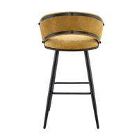 BARHOCKER mit Samtbezug Gelb Schwarz Metall 2er-Set - Gelb, Metall (50.5/98.5/56.1cm) - Meubliv