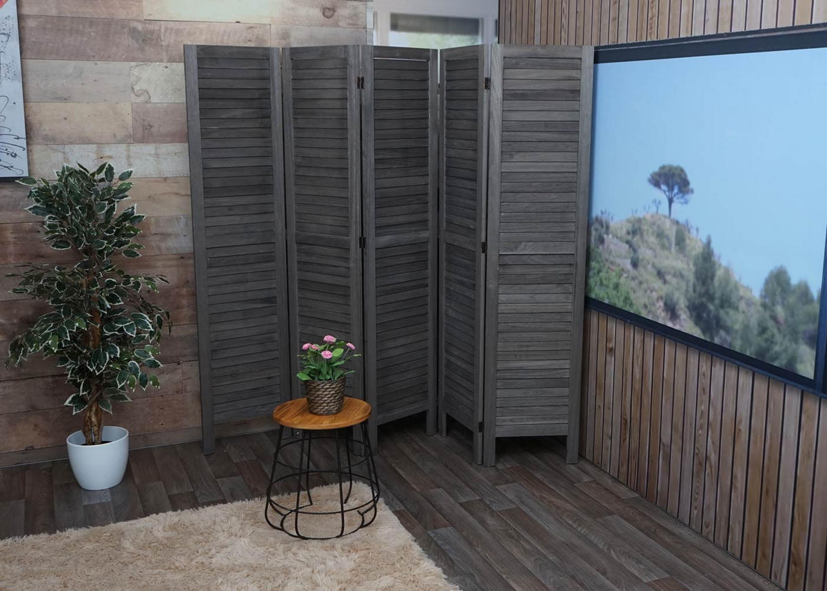 PARAVENT Grau, Braun - Braun/Grau, Holz (200/170/2cm) - MCW