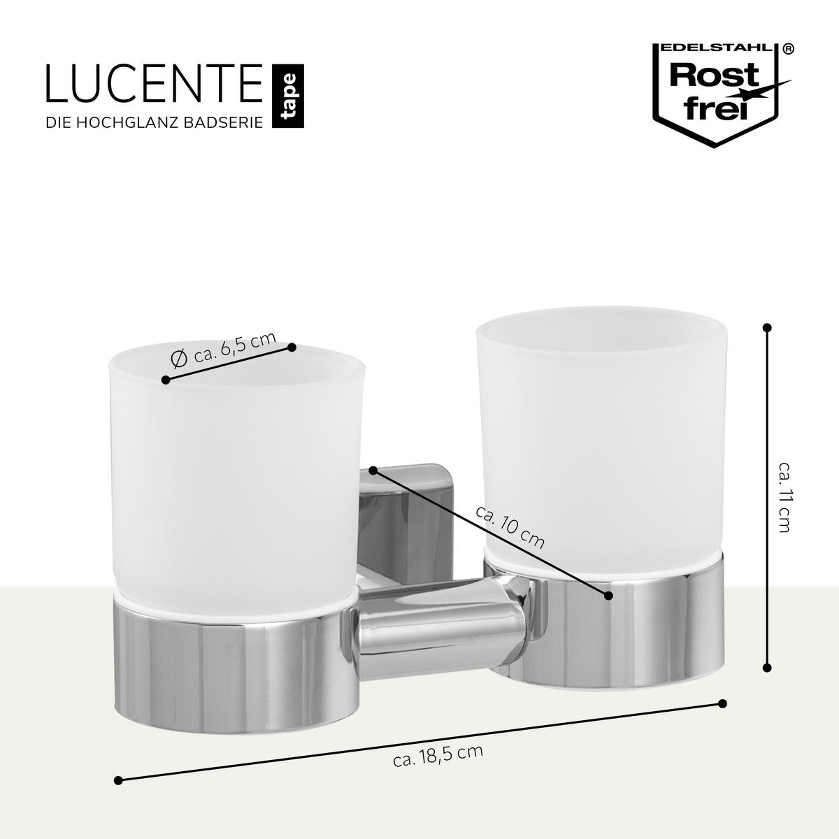 DOPPEL-GLASBECHERHALTER LUCENTE TAPE - Chromfarben, Metall (18.5/11/10cm) - bremermann
