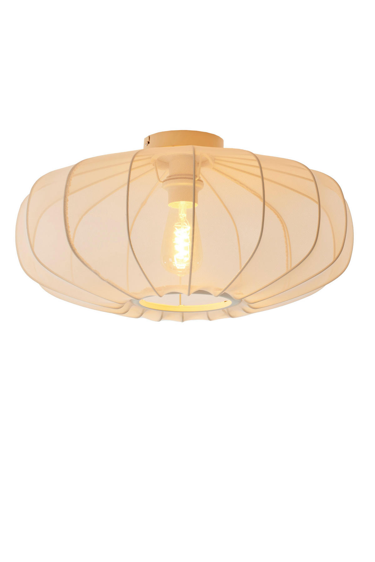 DECKENLEUCHTE Plumalia Braun Ø50/24 cm - Beige, Textil (50/50/24cm) - Light & Living
