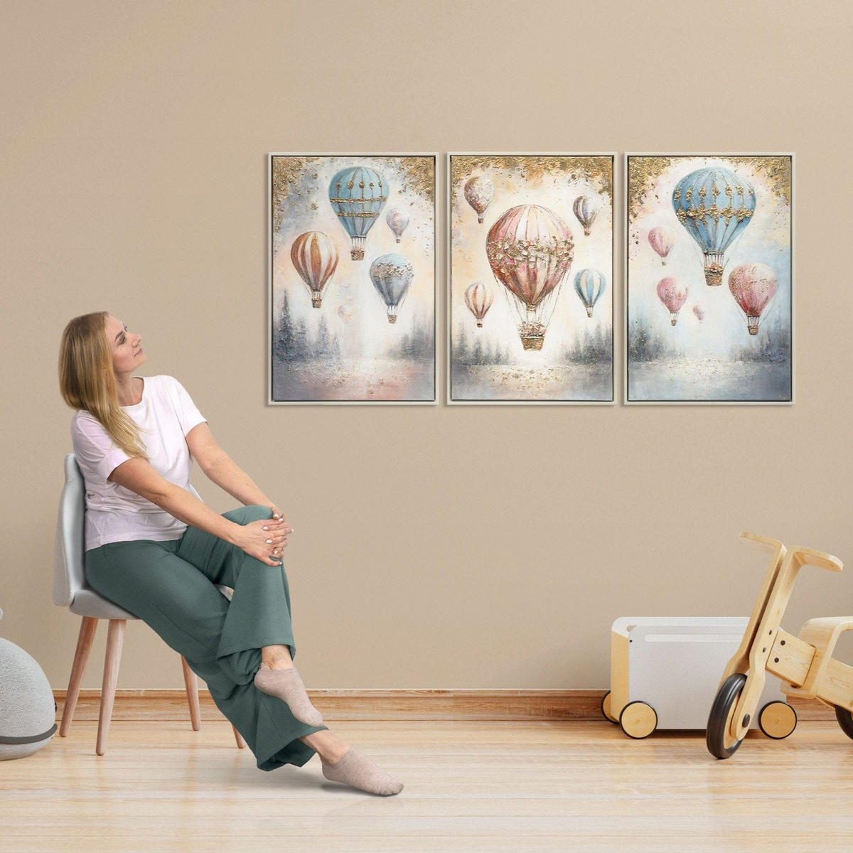 GEMÄLDE Luftige Träume Schattenfugenrahmen Beige 120x60 cm - Beige, Holz (120/60cm) - YS-art gallery