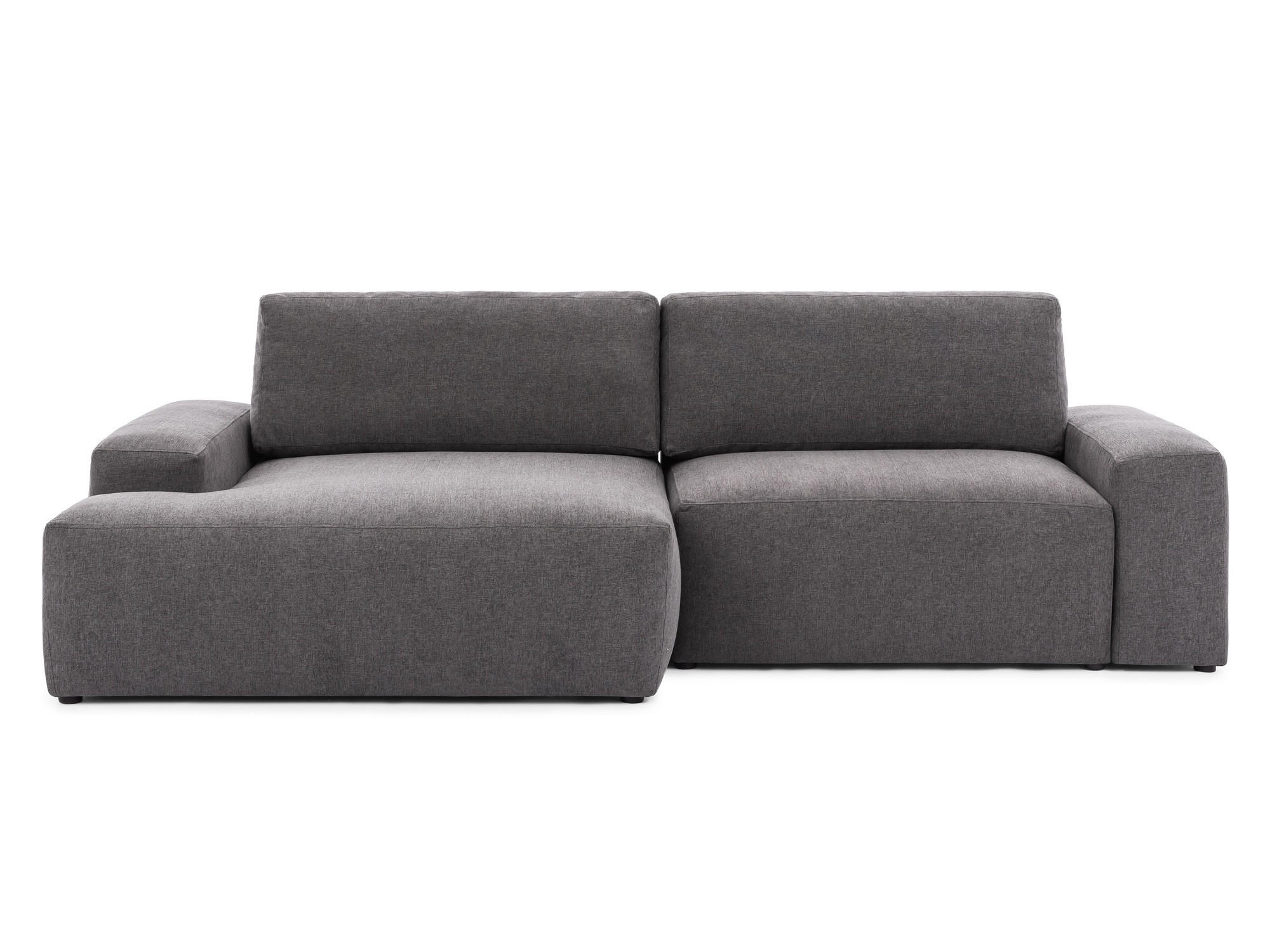 ECKSOFA Lennon aus Graphit Strukturstoff mit Schlaffunktion und Bettkasten - Graphitfarben/Schwarz, Holz/Kunststoff (137/264cm) - S-Style
