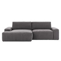 ECKSOFA Lennon aus Graphit Strukturstoff mit Schlaffunktion und Bettkasten - Graphitfarben/Schwarz, Holz/Kunststoff (137/264cm) - S-Style