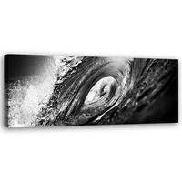 WANDBILD schwarze und weiße welle - Grau, Textil (90/30cm) - Feeby