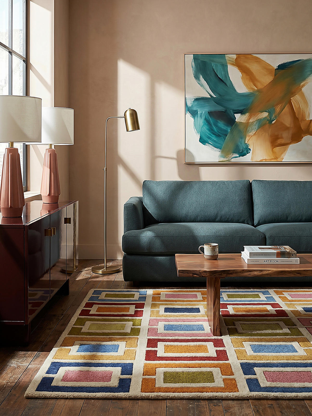 WOLLTEPPICH Geometrisch, Retro-Stil, Wohnzimmer Multicolor-Orange Rechteckig 200x290 - Multicolor, Textil (290/200cm) - KADIMA DESIGN