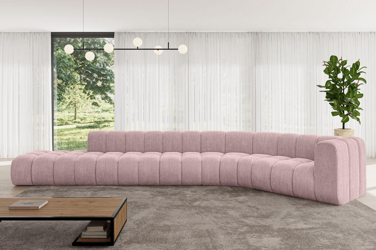 ECKSOFA modulares Sofa Tilmo-L2 - 490x194x70 cm Rosa - Rosa, Holzwerkstoff/Textil (490/194cm) - ALTDECOR