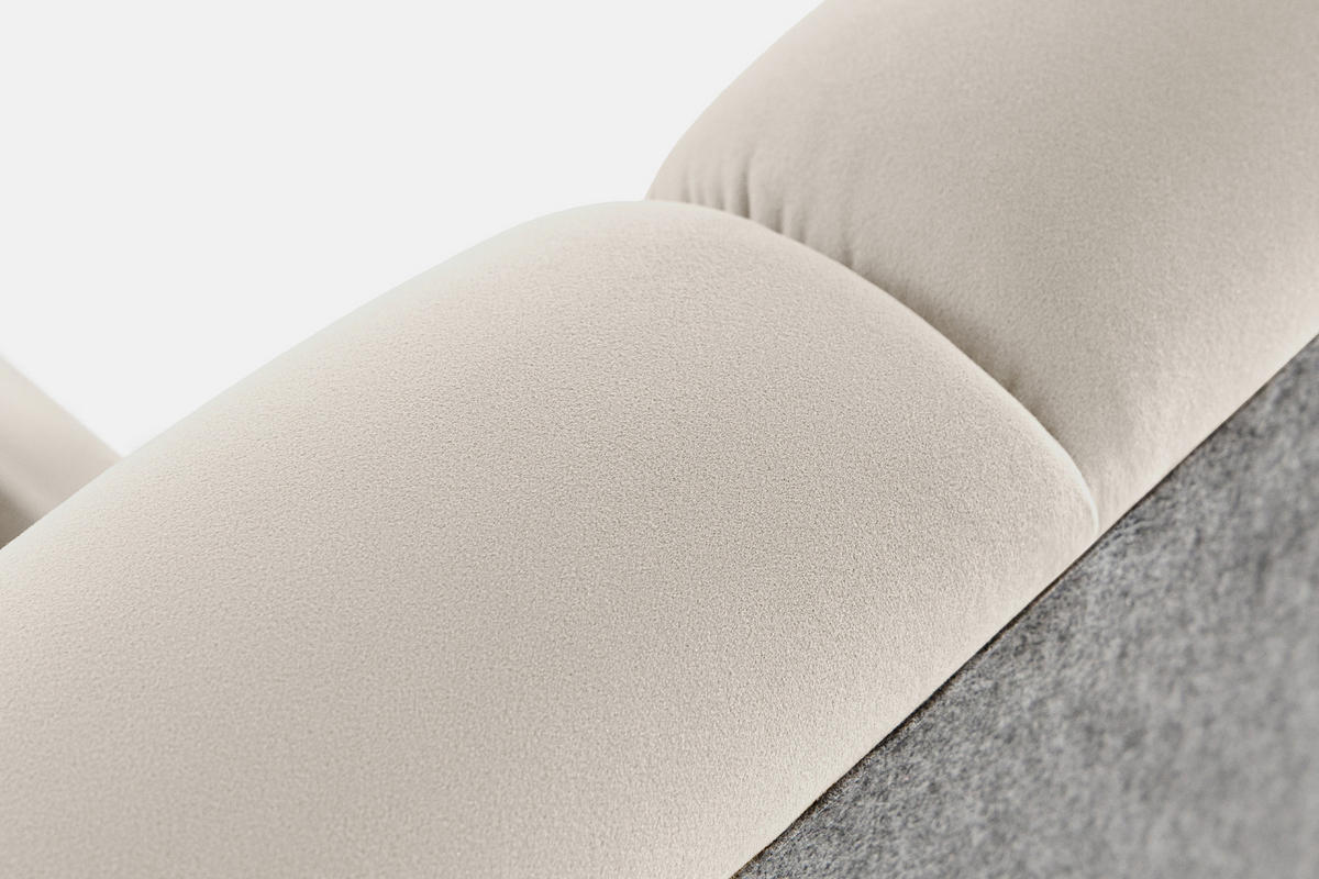 POLSTERBETT GIZO, Muschel-Design - Creme/Schwarz, Holz/Holzwerkstoff (202/204cm) - KONSIMO®