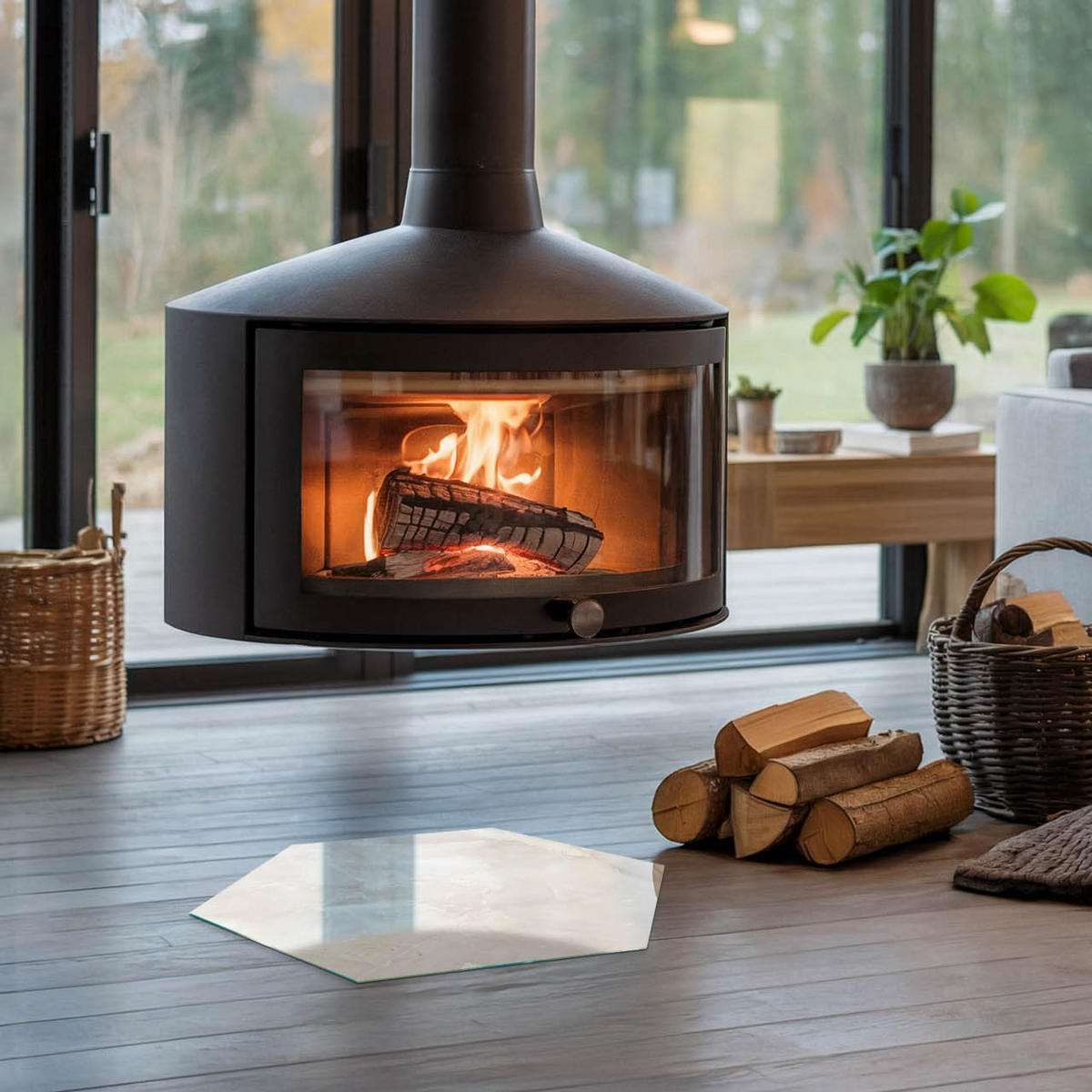 GLASPLATTE für Kamin h40 cm - Creme, Glas (40/40/0.4cm) - TULUP