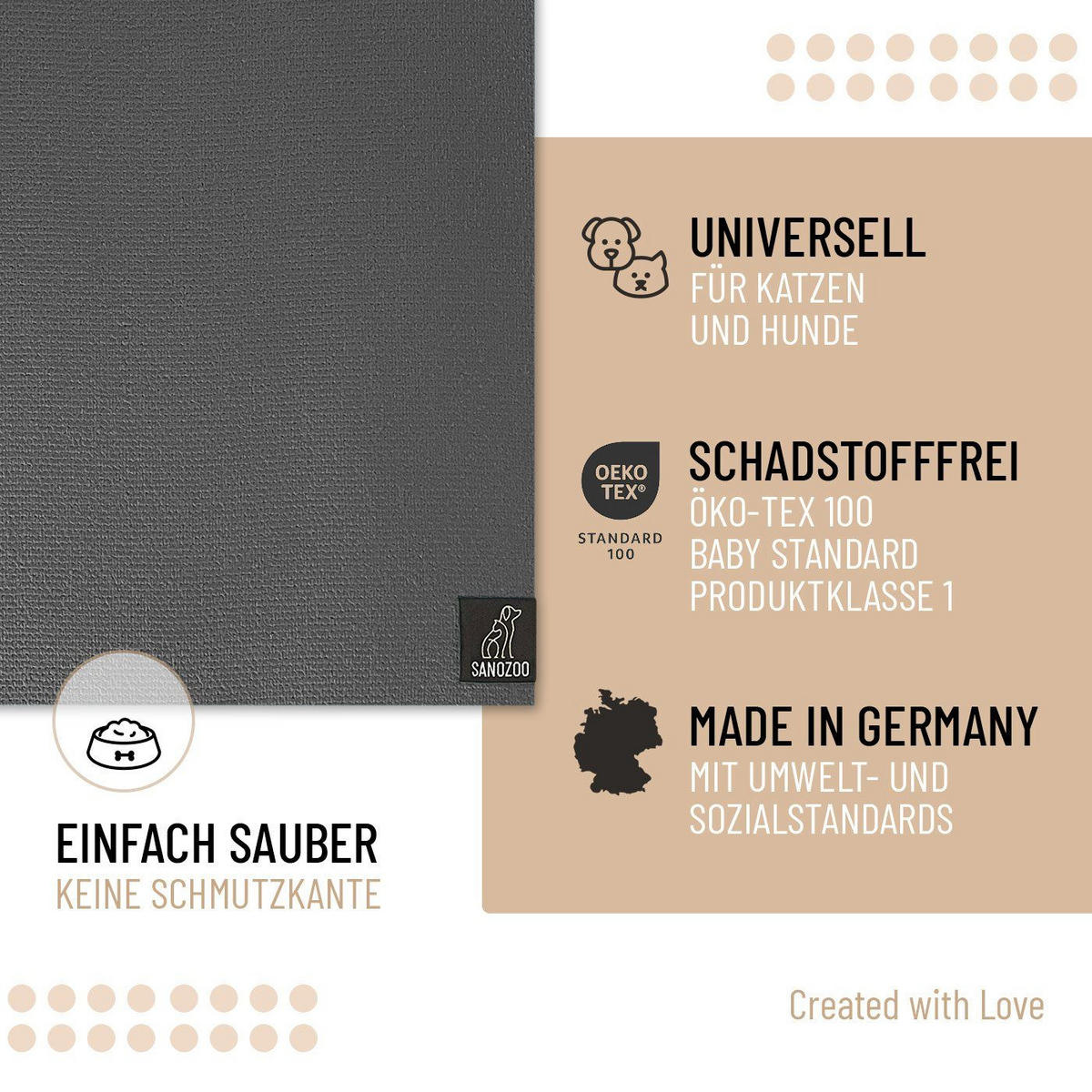 NAPFUNTERLAGE, Öko-Tex, Rechteckig Set 30/40+40/60 cm Grau - Grau, Textil (40/60cm) - SANOZOO