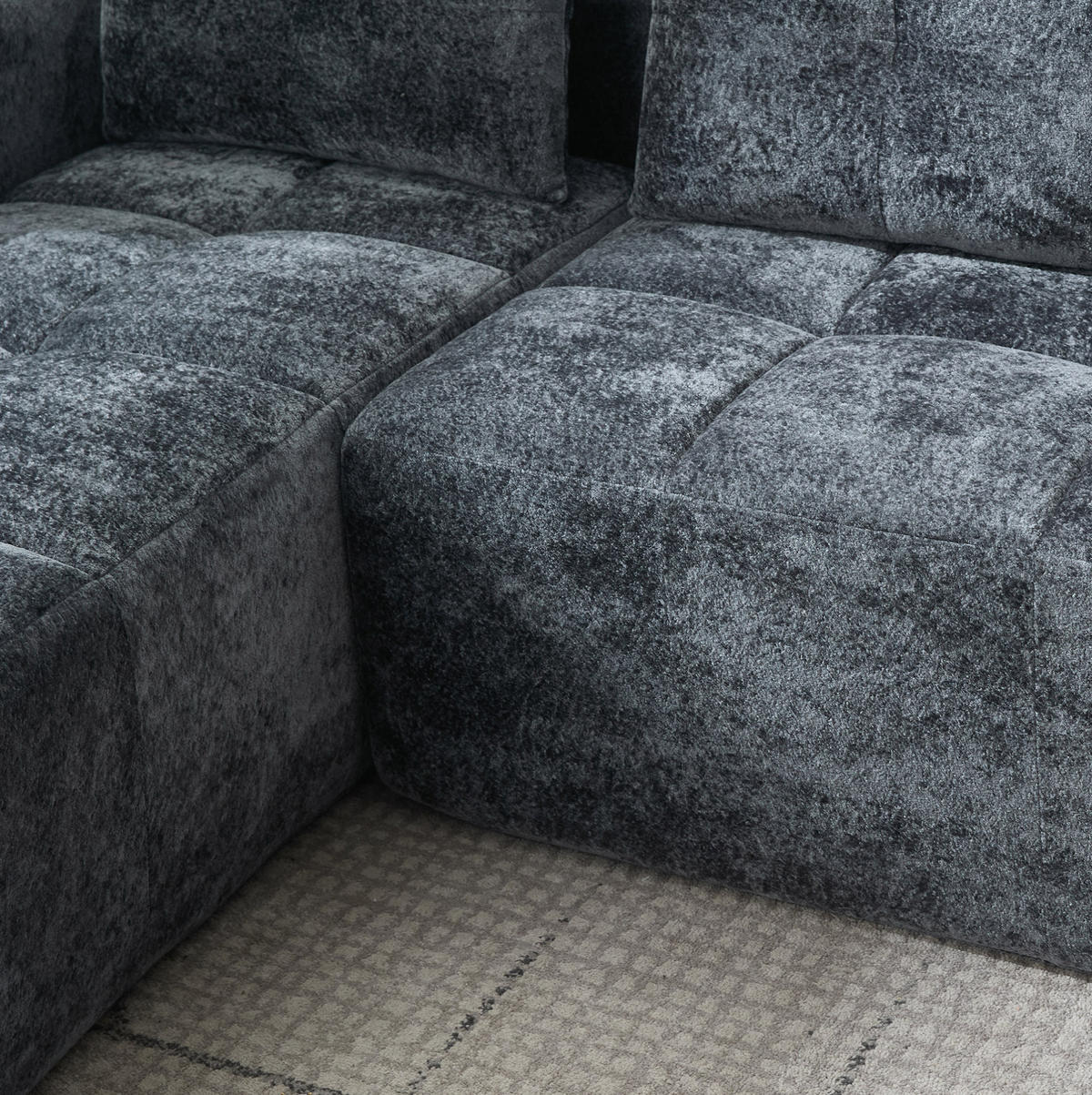 ECKSOFA 258 cm mit Becherhaltern, tiefer Sitzfläche und Chenillebezug, Grau - Grau, Textil (258/163cm) - Redom