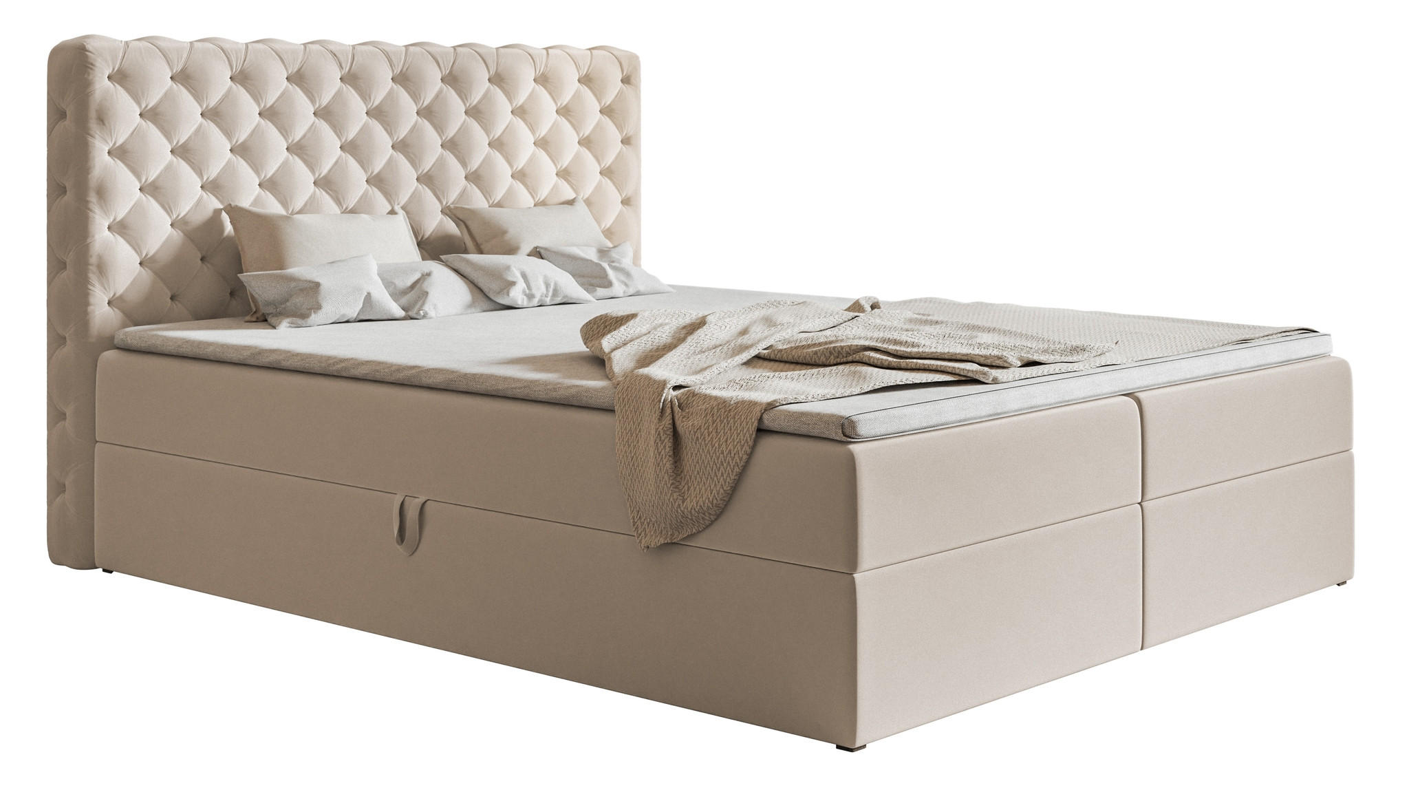 BOXSPRINGBETT 180x200 cm Doro mit Bettkasten, Matratze, Topper, Beige - Beige, Holz/Textil (180/200cm) - Emporius