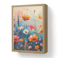 NÁSTĚNNÁ LAMPA S AKUMULÁTOREM Květiny - Příroda - Akvarel - Umění 30x40 cm - různobarevná, kompozitní dřevo (30/40/8cm) - OnlyWow