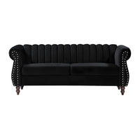SOFA ohne Schlafmöglichkeit - 3 Personen - Samt, Stoff - Schwarz - - Schwarz, Textil (195/77/78cm) - Vente-Unique