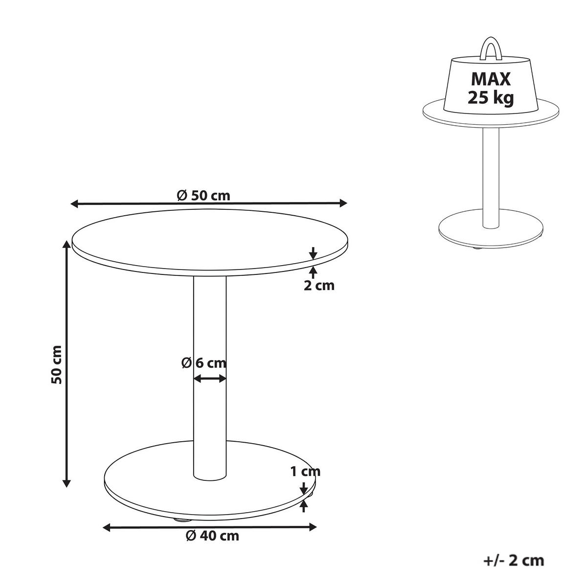 MĂSUȚĂ DE CAFEA DE EXTERIOR 50 cm 50 cm metal bej Vittuone - bej, metal (50/50/50cm) - Beliani