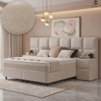 BOXSPRINGBETT MIT BETTKASTEN CANNES 160/200 cm, Ivory, Bettkasten, Matratze, Topper integriert, H3 mittel 7-Zonen Matratze - Creme/Schwarz, Holz/Kunststoff (160/200cm) - Consilio Concept